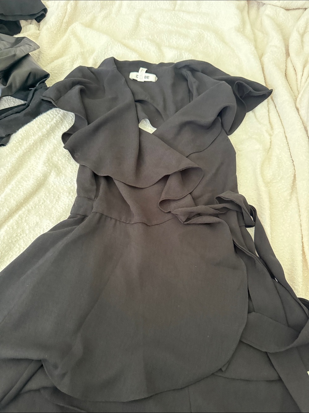 DO+BE Black Ruffle Wrap Mini Dress